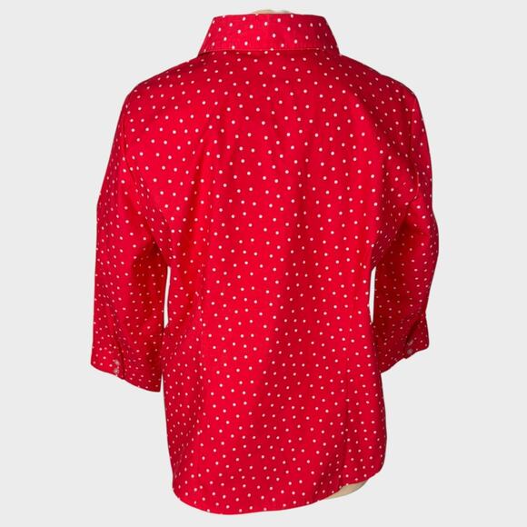 Christopher & Banks Medium 3/4 Sleeve Polka Dot Button Front Shirt - Picture 5 of 8